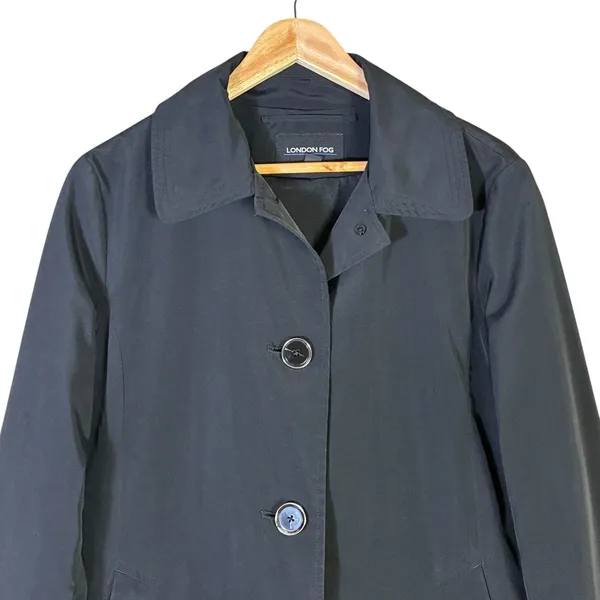 London Fog Womens Classic Trench Coat‎ Size L Black Work Office Timeless Classic - Image 3