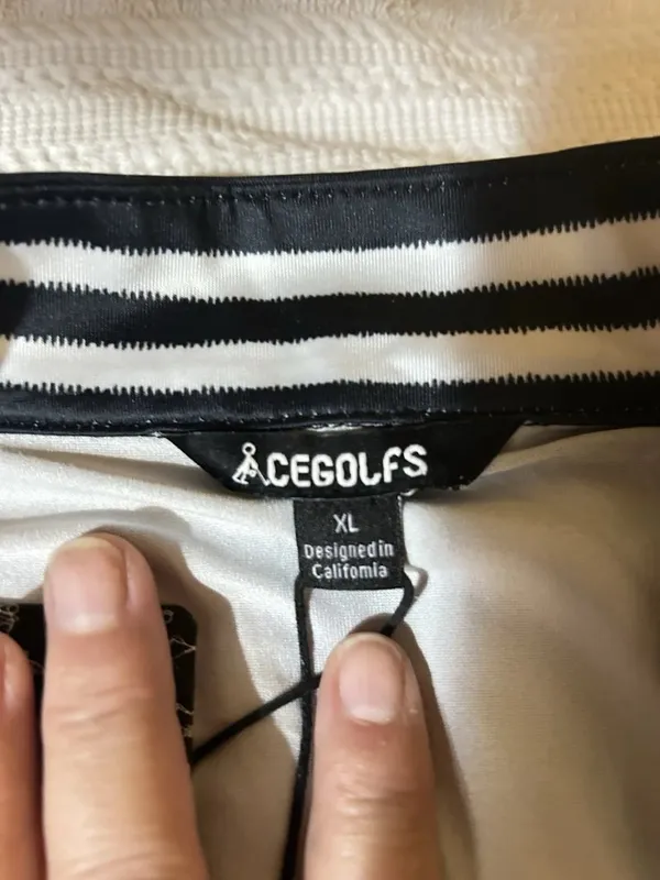 CEGOLFS Women’s Black/White Striped 1/4 Zip Mock Neck Pullover Active XL NWT - Image 8