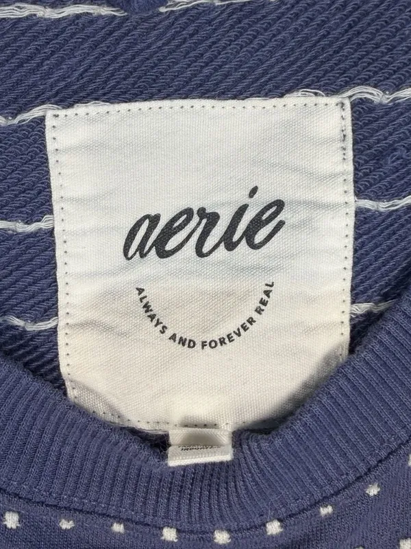 Aerie Blue Textured Dot Cropped Crewneck Sweatshirt- I also have the matching sh - Image 2