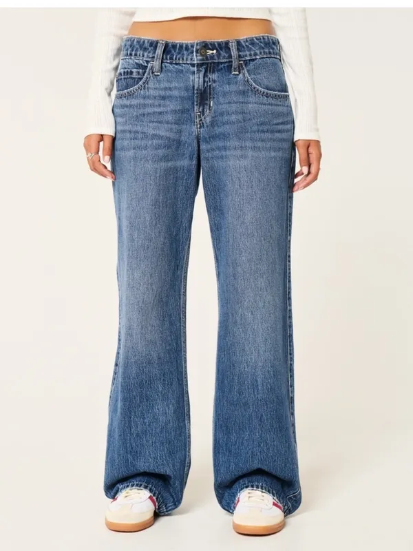 Hollister Jeans Womens Low Rise Supper Baggy Med Wash 100% Cotton Size 29 - Image 2