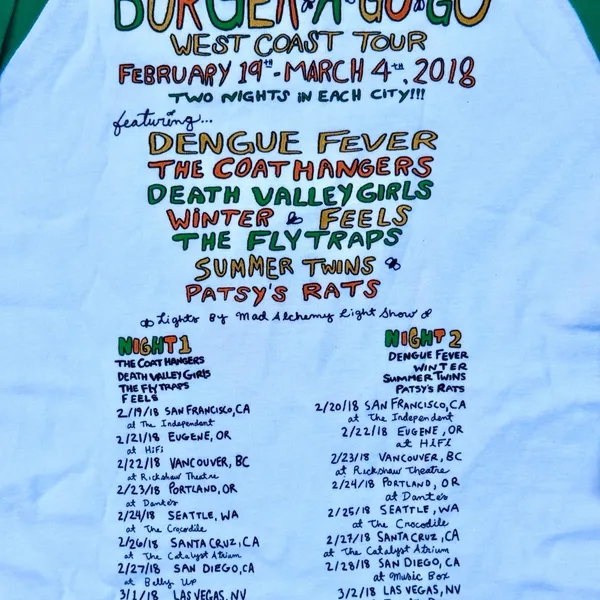 2018 Burger A Go Go West Coast Tour T Shirt Burger Records Graphic Tee - Image 4