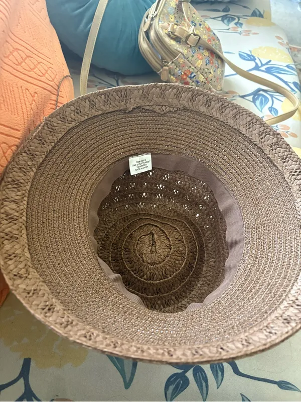 Brown Woven Paper Wide Brim Hat Boho 70s Granola One Size - Image 5