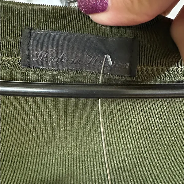 Olive Green Drape Neck Top Size L - Image 2