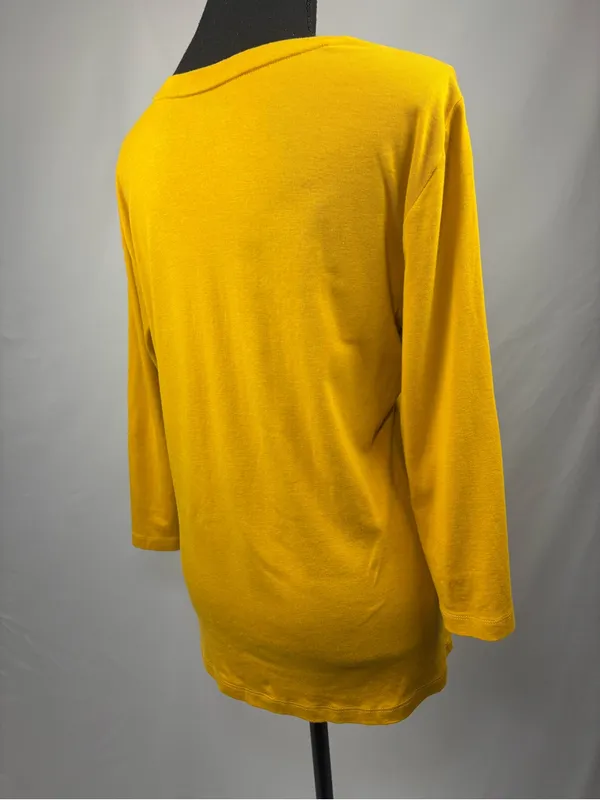Scoop Neck Long Sleeve Top Mustard Yellow - Image 8