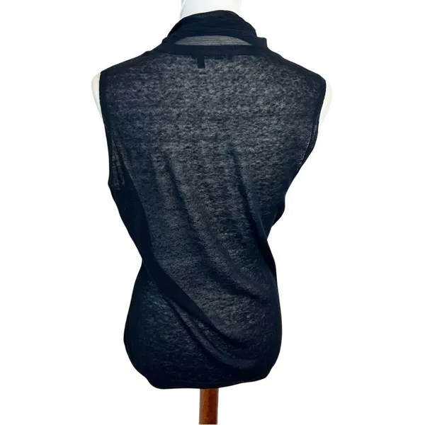 Marc Aurel Sheer Black Drape Front Sleeveless Knit Top Size 38 Medium - Image 4