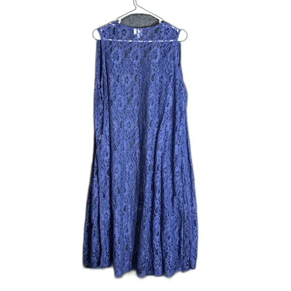 LuLaRoe Womens Size Large Blue Floral Lace Long Duster Vest Sleeveless Open - Image 3