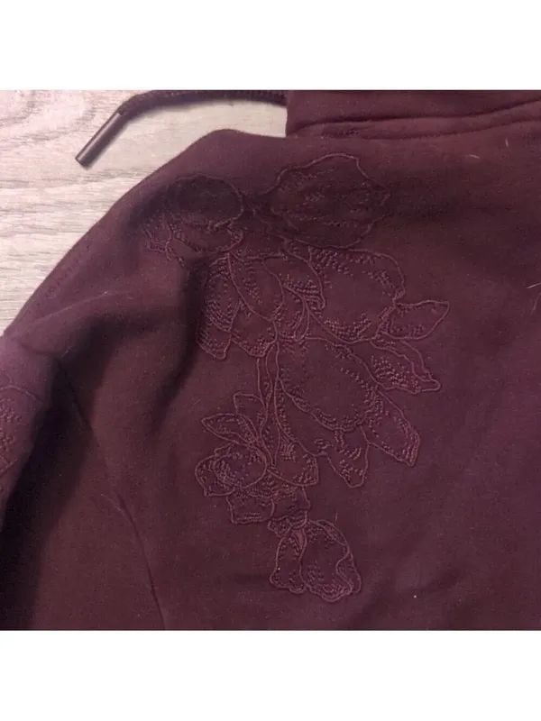 Athleta Purple Floral Embroidery Hooded Sweatshirt Size Small - Image 7