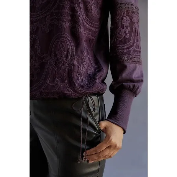 TINY by‎ Anthropologie Violet Lace Mixed Media Blouse Sz S - Image 15