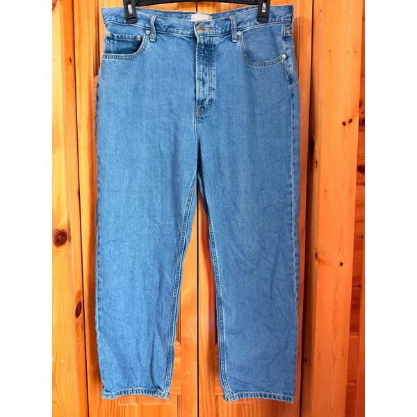 Everlane The Summer Slouch Jean Organic Cotton Blue High Rise Straight Leg 31 - Image 3