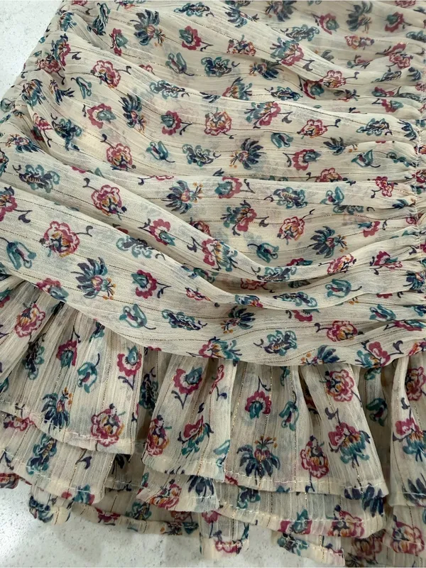 Zara Pale Floral Halter Ruched Mini Dress - Image 8