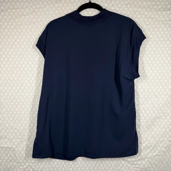 Athleta Dark Blue Silk Hybrid Short‎ Sleeve Top - Image 5