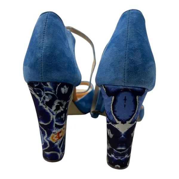 June Ambrose blue floral double tie heels size 8 - Image 4