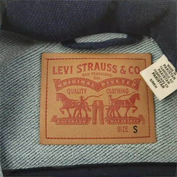 Levi’s Original Trucker Jacket Women’s Small Dark Wash Denim Button Front Stretc - Image 6