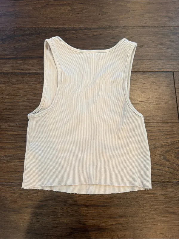 Garage Ribbed Beige V-Notch Tank Top Size XS - C33-093 - Image 4
