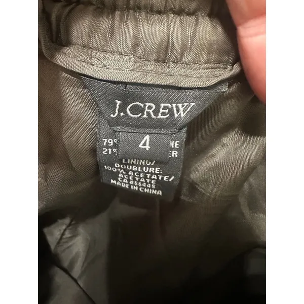 J.Crew Brown Herringbone‎ Wool Blend Mini Skirt Leather Trim Pockets Size 4 - Image 5