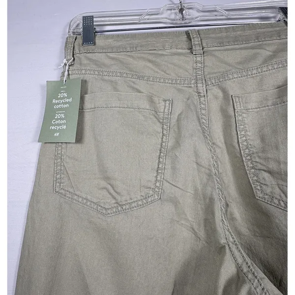 H&M Women khaki Wide‎ Leg High Rise Pants casual vacation lounging 4 NWT - Image 5