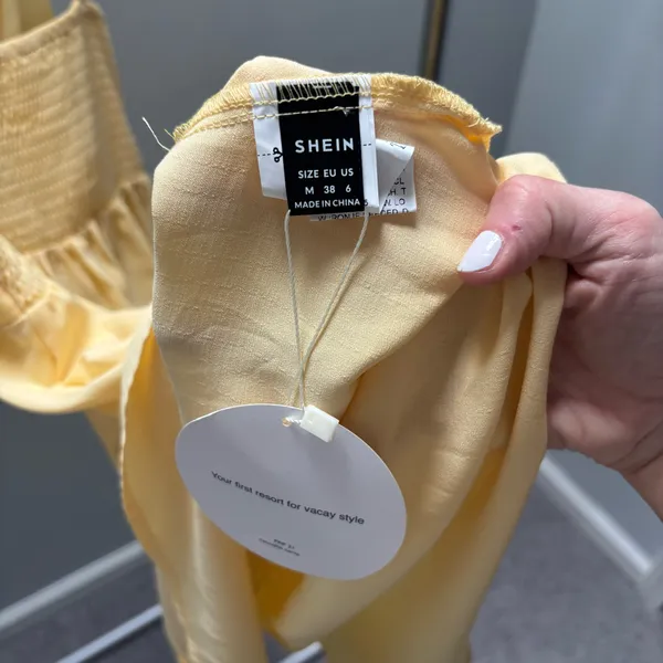 SHEIN Sunny Yellow Tie-Front Spaghetti Strap Button Dress - Image 7