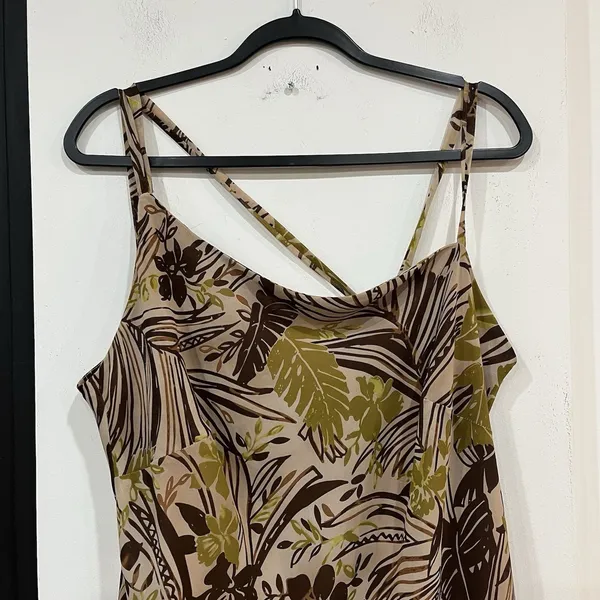 Ashley Stewart Y2K Floral Tropical Leaf Strappy Dress Boho Size 16 Plus - Image 2