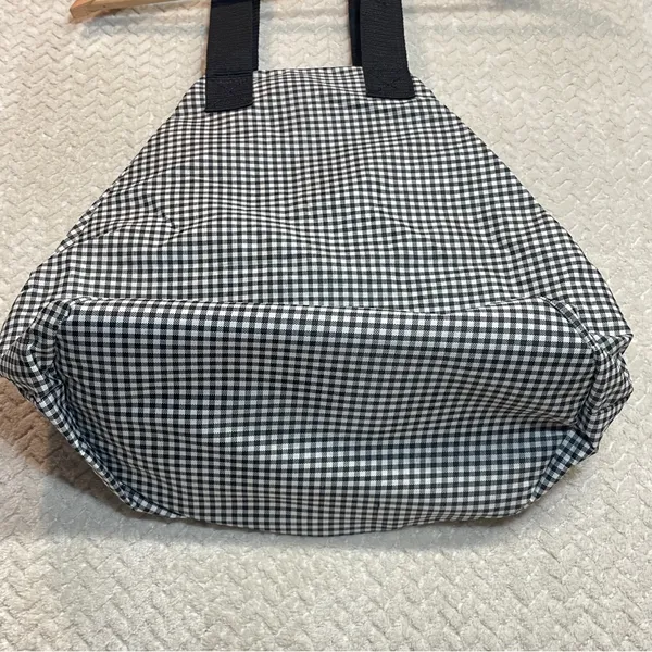 Vintage 90s Guess Gingham Tote‎ Bag Black White Checkered Round Shoulder Purse - Image 4