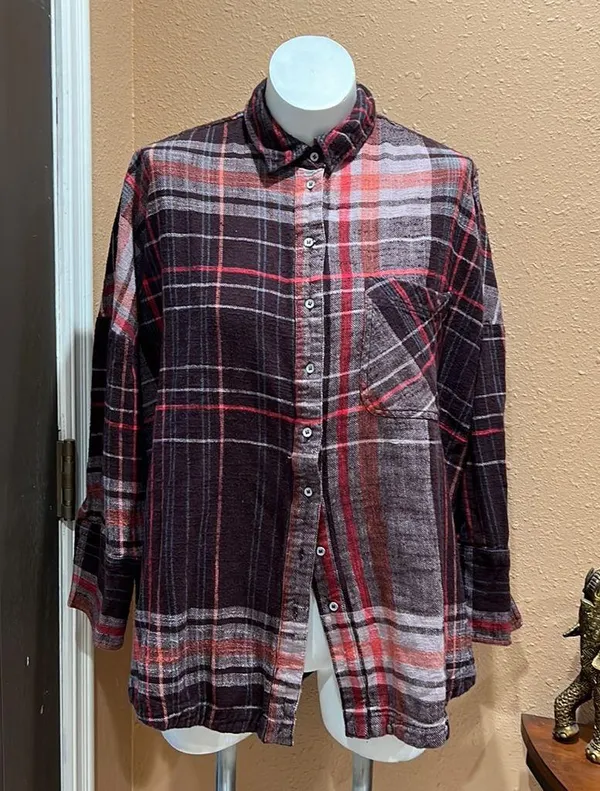 Free people plaid button up flannel - Image 2