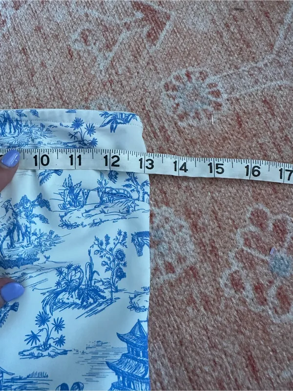 Edikted delft print strapless top and low rise skirt SET Small horse Japan Y2K - Image 10