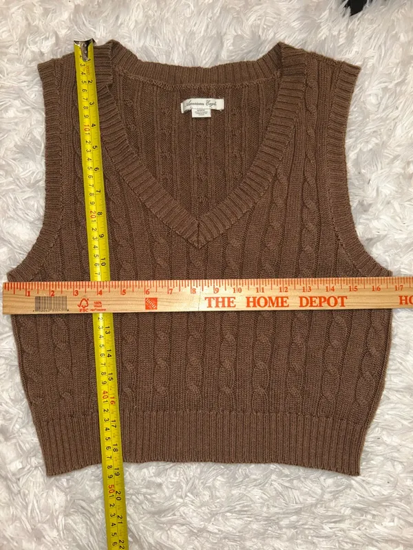 Vintage 90s Y2K American Eagle brown sweater vest woman’s medium - Image 3