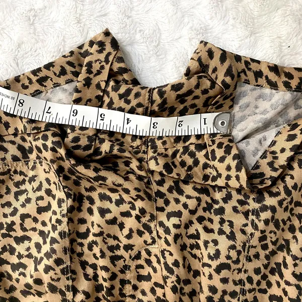 Aerie Tan Leopard Print Camp Paper Waist Lyocell Pull-on Summer Beach Shorts S - Image 8