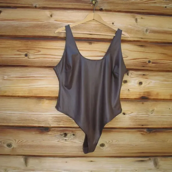 Skims Wet Jersey Thong Tank Bodysuit Cocoa 2XL - Image 3