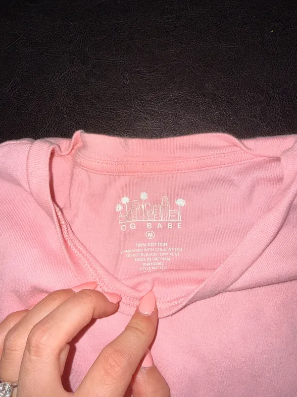 OG Babe Baby Pink Tee Cropped Size M - Image 2