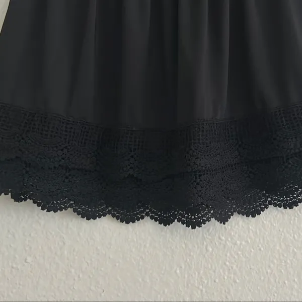 Elegant Black Lace Trim Mini Skirt - Image 4