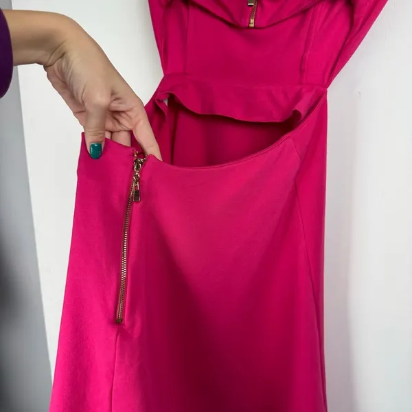 Revolve NBD X NAVEN Bright Barbie Pink Boned Bodice V Cut Mini Dress Sz Medium - Image 13