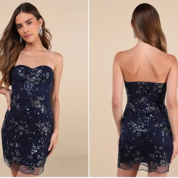 LULUS Sexy Prom Wedding Prom Cocktail Party Flirty Sparkly Homecoming Floral Min - Image 5