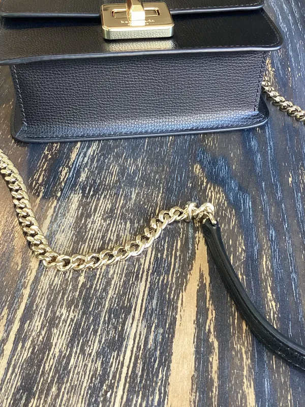 kate spade Phoebe Black Leather Mini Flap Crossbody with Turnlock Closure - Image 7