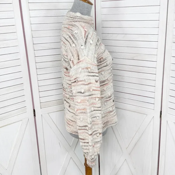 Loft Space Dyed Knobby Bobble Mock Neck‎ Sweater Cream Beige XSmall XS - Image 4