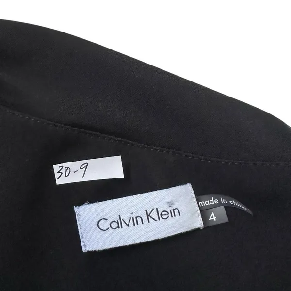 Calvin Klein Womens Size 4 Black Ruched Dress Maxi Evening Long Side Slit | 30-9 - Image 4