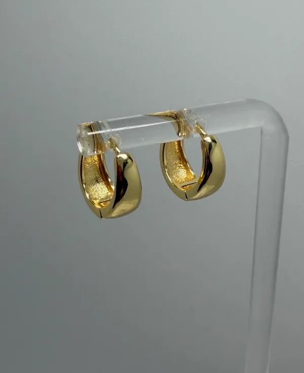 Dept Store 925 Sterling Silver Earrings 925 Sterling Silver with Yellow gold plated Huggies hoops earrings - Image 5