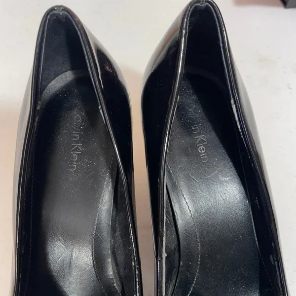 Calvin Klein Womens Black Patent Leather Round Toe Block Heel Pumps Size 7.5 - Image 5