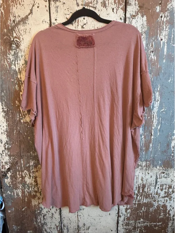 Free People Oversized “Take it Easy” pocket t-shirt dusty pink size medium - Image 3