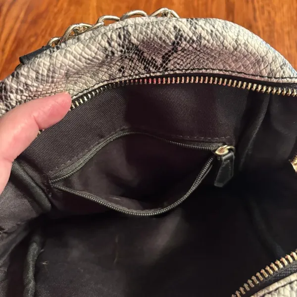 Guess Backpack Purse Grey Snakeskin design Small Chain‎ straps - Image 6
