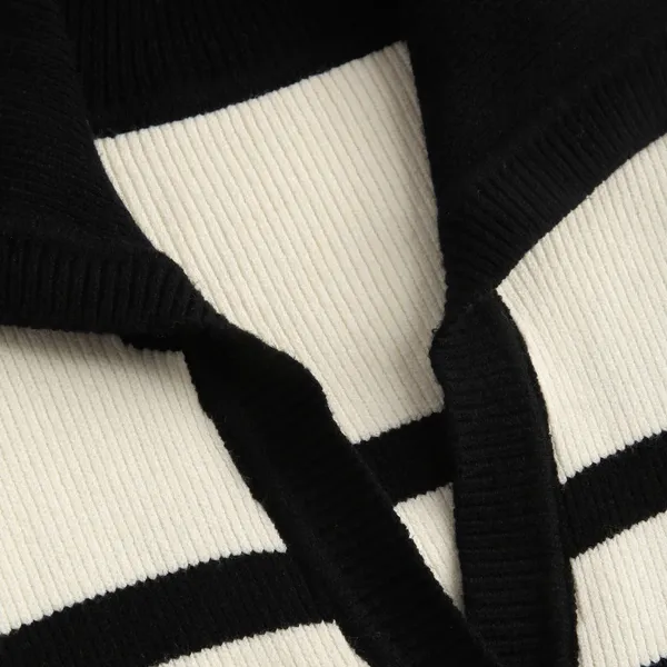 CIDER V Neck Cap Sleeve Sweater Vest Top Casual Trendy Striped Cream Black Sz. S - Image 5