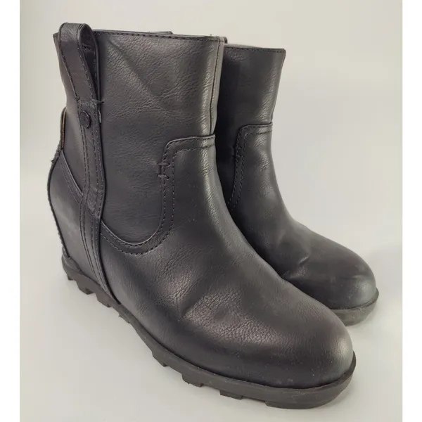 Black Wedge Boot Size 8 Side Zipper - Image 3