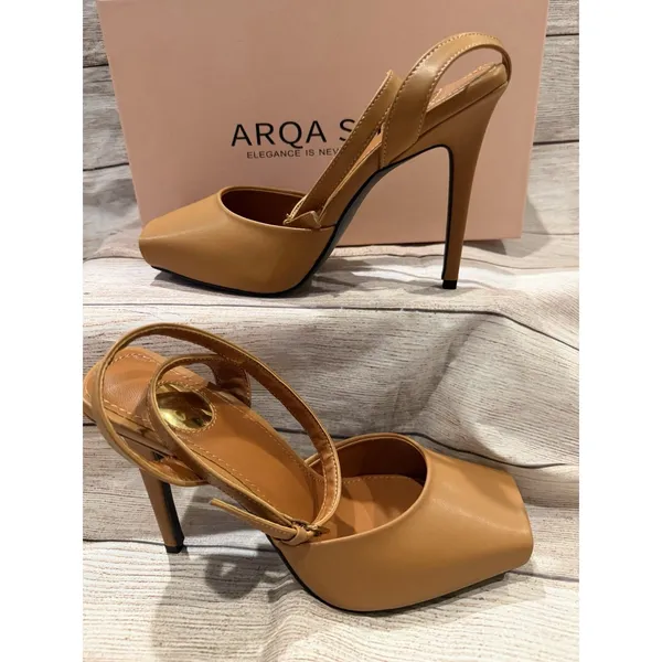 NIB Arqa Stiletto High Heel Sandals Adjustable Ankle Strap Peep Toe Size 39/8.5 - Image 5