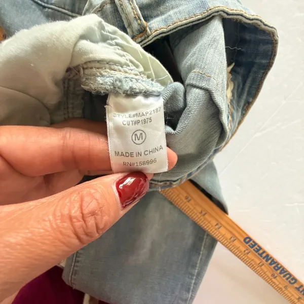 NWT Aaron and Amber Light Blue Flare Bell Bottom Jeans Raw Hem High Waist Sz M - Image 4