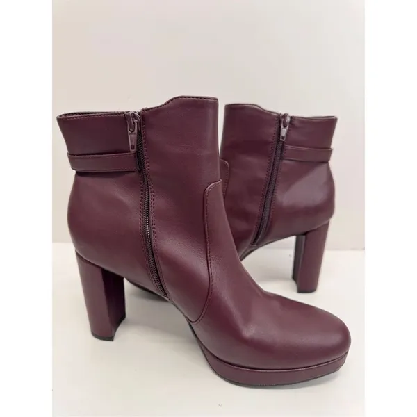 Naturalizer Boots Size 9.5 Burgundy Platform High Heel Ankle Booties NEW‎ - Image 5
