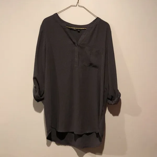 Apt. 9 Sheer Dark Grey Cuffed Long Sleeve Blouse - Image 2
