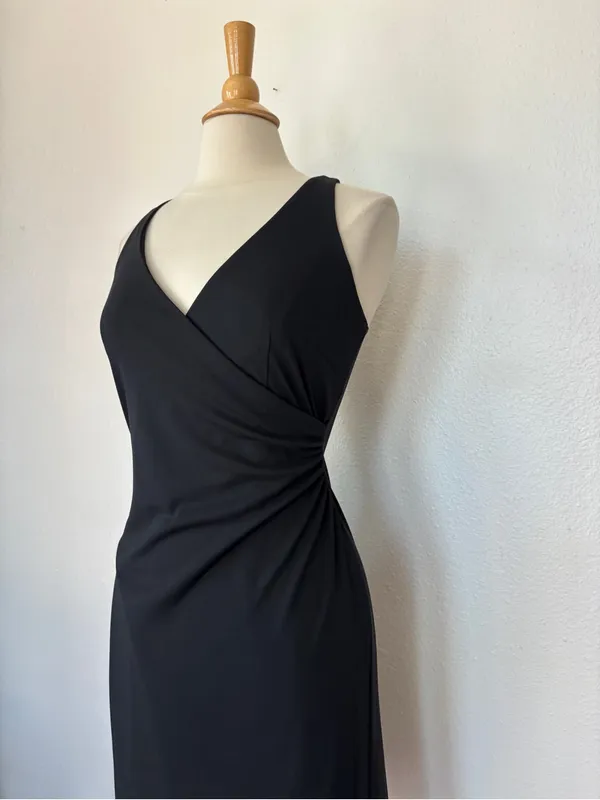EXPRESS Vintage Late 90s Y2K Classic Black Wrap-Style Sleeveless Old Money Office Siren - Image 3
