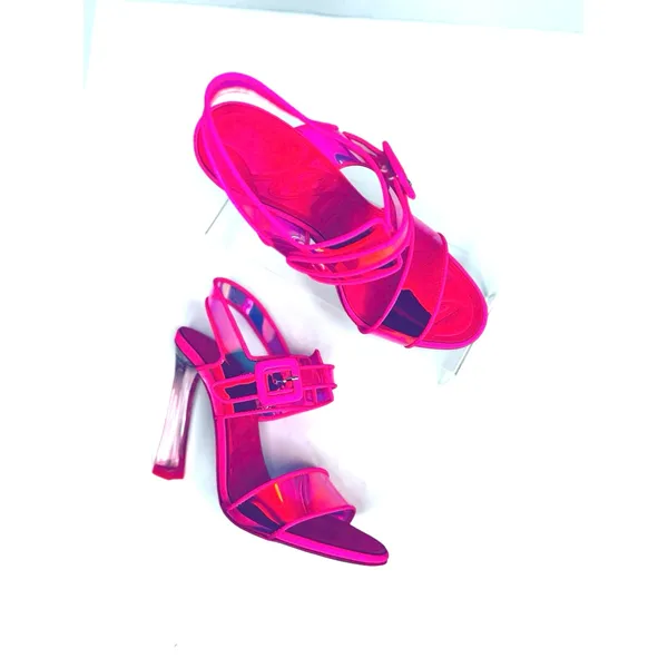 Louboutin Duniss PVC Heels Pink Transparent Sandals 100mm Size EU 36.5 - Image 8