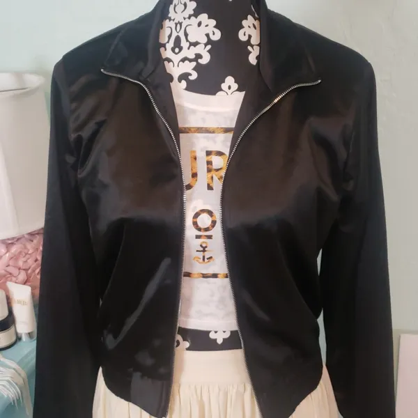 Nasty Gal black satin bomber jacket - Image 3