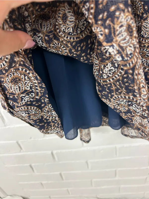 Veronica M Patterned Drop Waist Long Sleeve Dress Size XS - Image 9