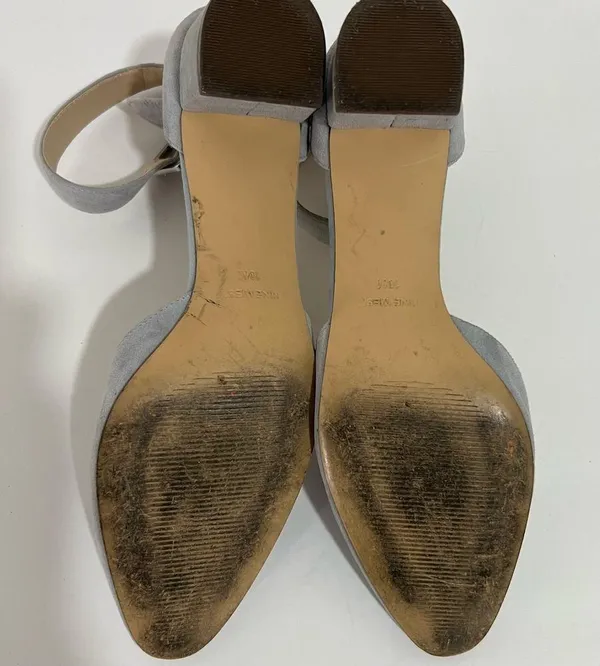 Nine West Dusty Blue Gray Suede Leather Block Heels Size 10 - Image 9